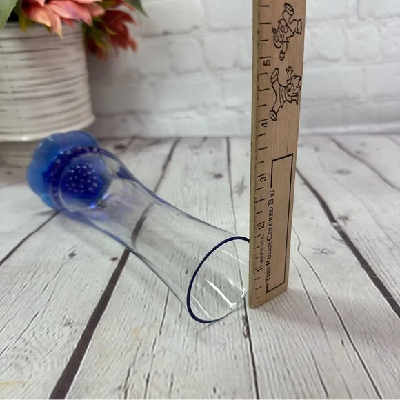 vtg Bormioli Rocco turandot hand blown colbolt Blue Glass Vase made in italy - Picture 6 of 9